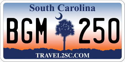 SC license plate BGM250