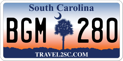 SC license plate BGM280