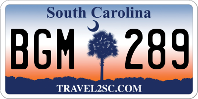 SC license plate BGM289