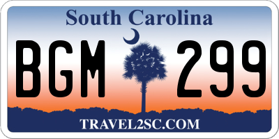 SC license plate BGM299