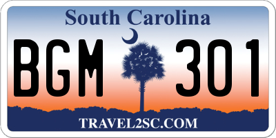 SC license plate BGM301