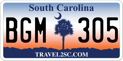 SC license plate BGM305