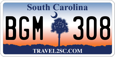 SC license plate BGM308