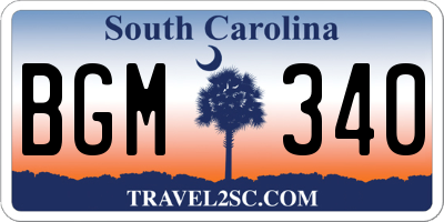 SC license plate BGM340
