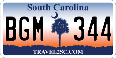 SC license plate BGM344