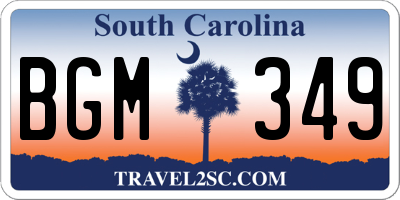 SC license plate BGM349