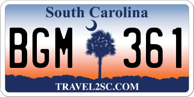 SC license plate BGM361