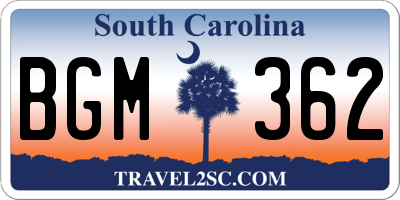 SC license plate BGM362