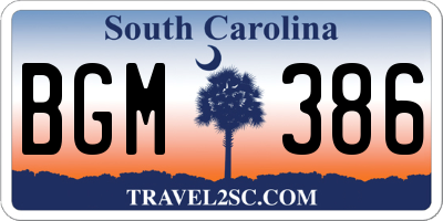 SC license plate BGM386