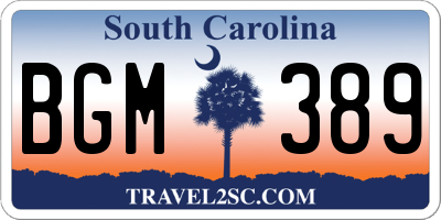 SC license plate BGM389