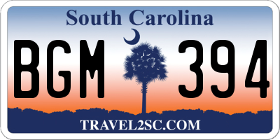 SC license plate BGM394