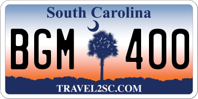 SC license plate BGM400