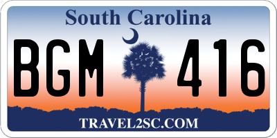 SC license plate BGM416