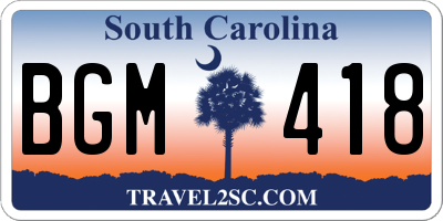 SC license plate BGM418