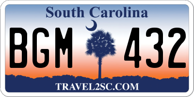 SC license plate BGM432