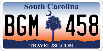 SC license plate BGM458