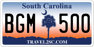 SC license plate BGM500