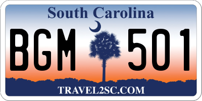 SC license plate BGM501