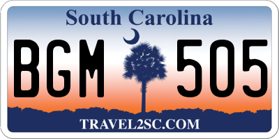 SC license plate BGM505