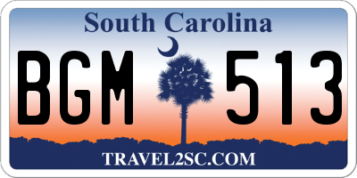 SC license plate BGM513