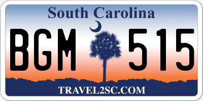 SC license plate BGM515