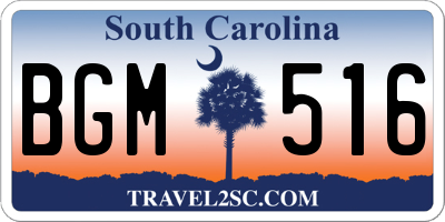 SC license plate BGM516