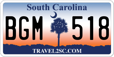 SC license plate BGM518