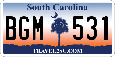 SC license plate BGM531