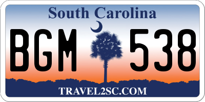 SC license plate BGM538