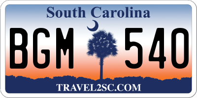 SC license plate BGM540
