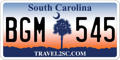 SC license plate BGM545
