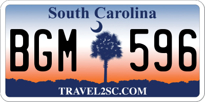 SC license plate BGM596