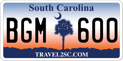 SC license plate BGM600