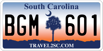 SC license plate BGM601