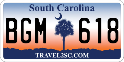 SC license plate BGM618