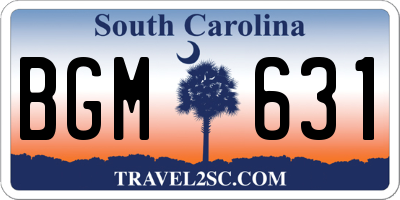 SC license plate BGM631