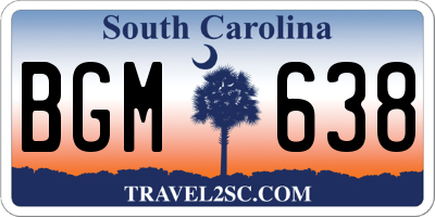 SC license plate BGM638