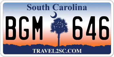 SC license plate BGM646
