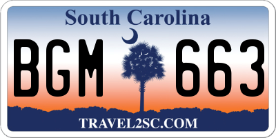 SC license plate BGM663