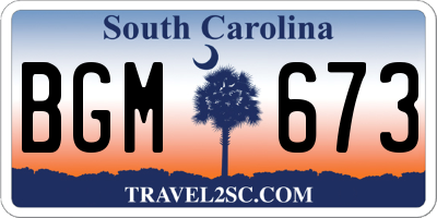 SC license plate BGM673