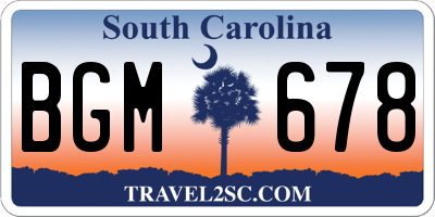 SC license plate BGM678