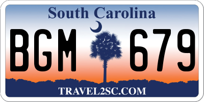 SC license plate BGM679