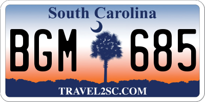 SC license plate BGM685