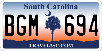SC license plate BGM694