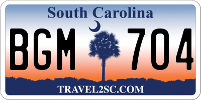 SC license plate BGM704