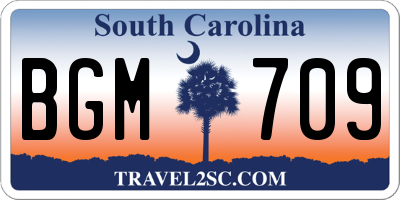 SC license plate BGM709