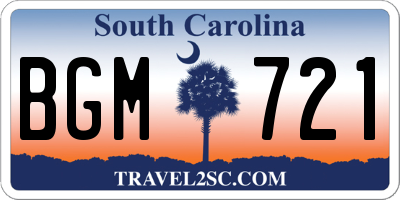 SC license plate BGM721