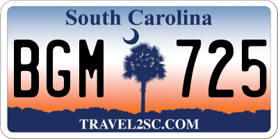 SC license plate BGM725