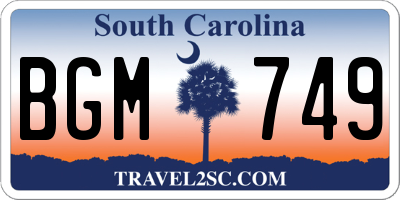 SC license plate BGM749