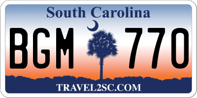 SC license plate BGM770